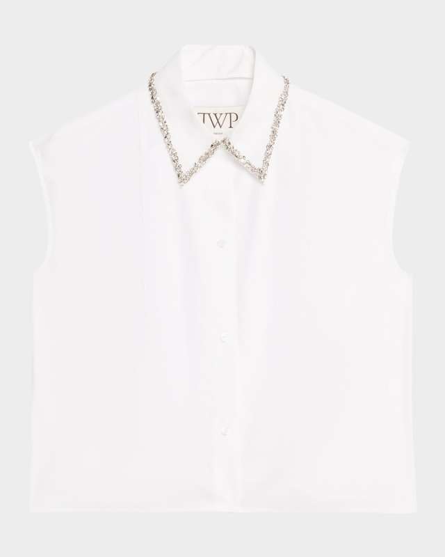 Cap-Sleeve Top with Beaded Collar